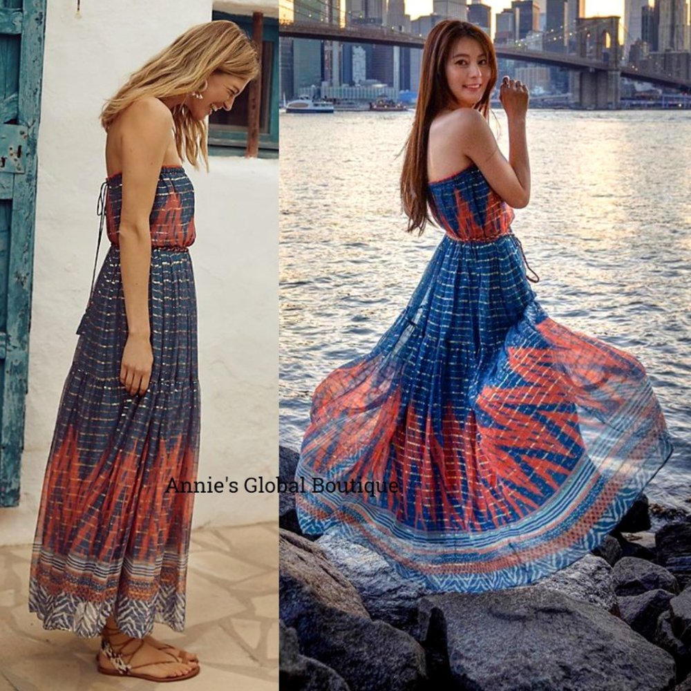 RARE NWT ANTHROPOLOGIE Nora Tasseled Maxi Dress - Picture 7 of 14